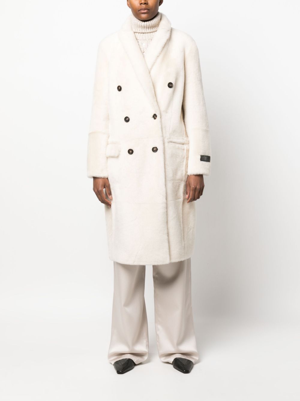 Shop Brunello Cucinelli Brushed Monili Coat In Neutrals