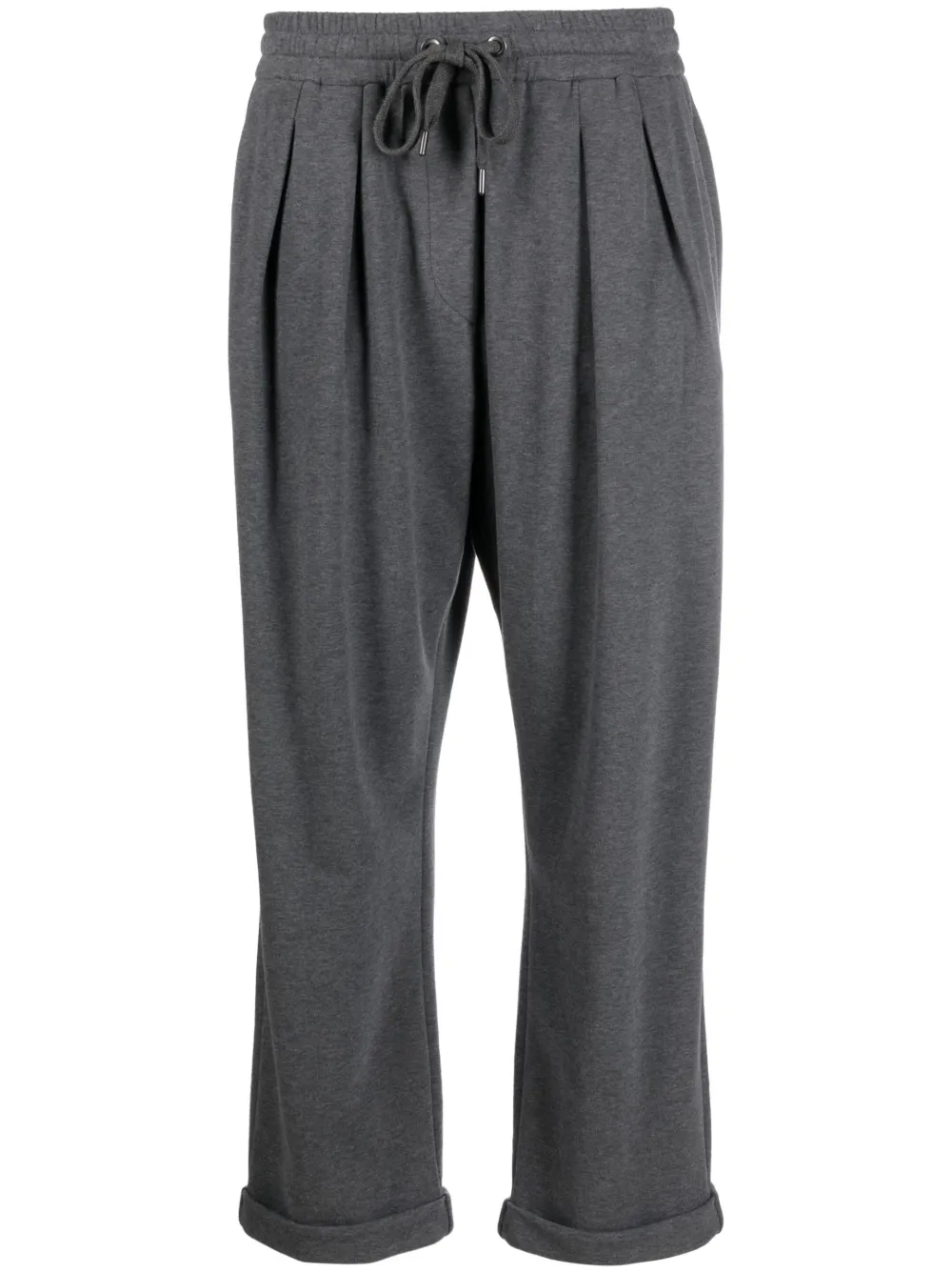Brunello Cucinelli Pleated Cropped Track Pants In Grey