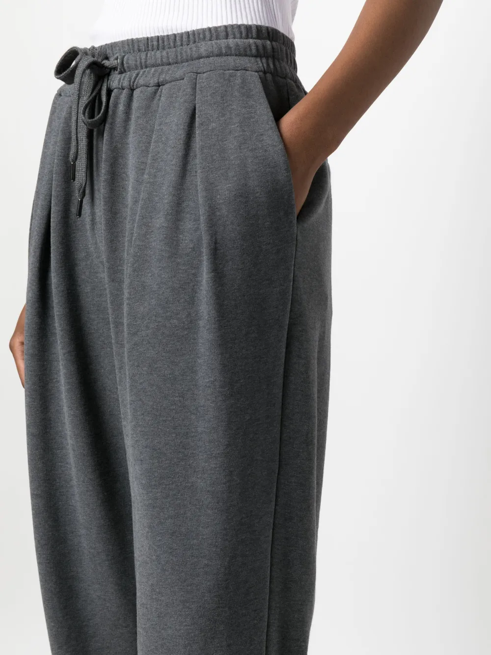 Brunello Cucinelli Pleated Cropped Track Pants In Grey