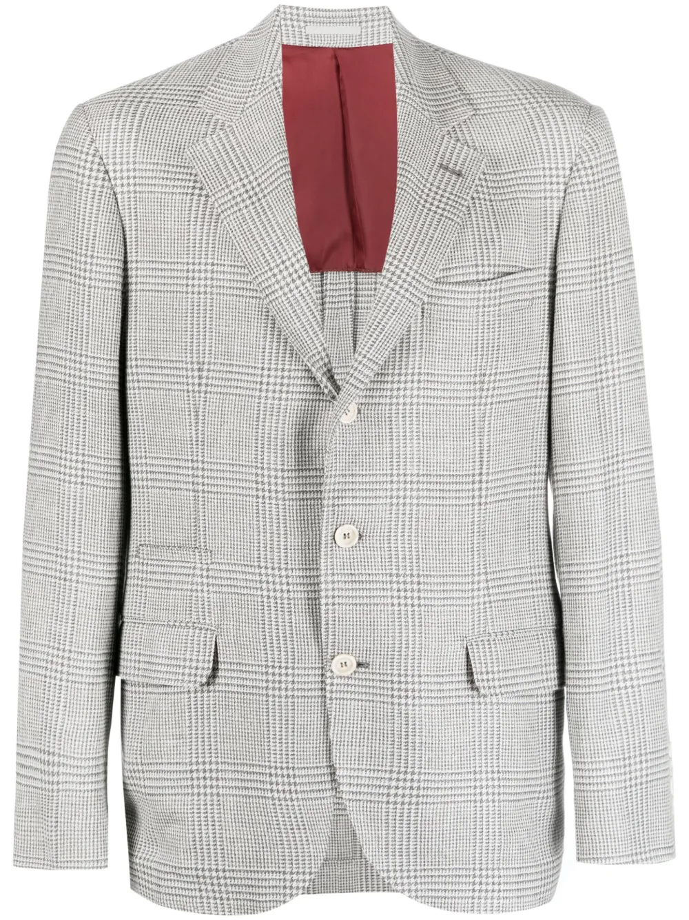 Brunello Cucinelli 格纹单排扣西装夹克 | 灰色 | Image 1