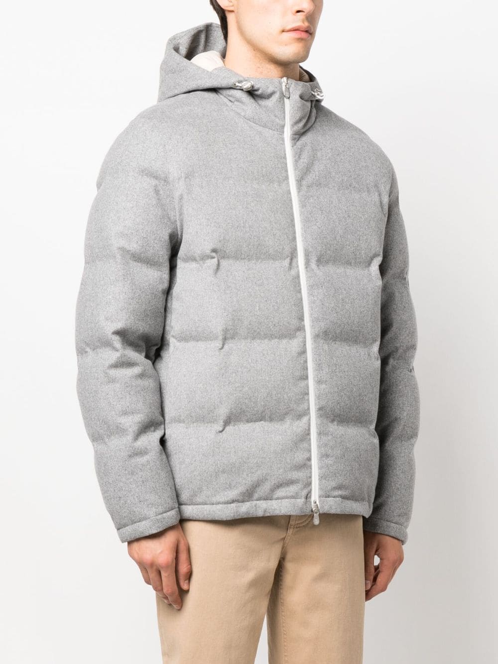 Shop Brunello Cucinelli Padded Hooded Down Jacket In Grey
