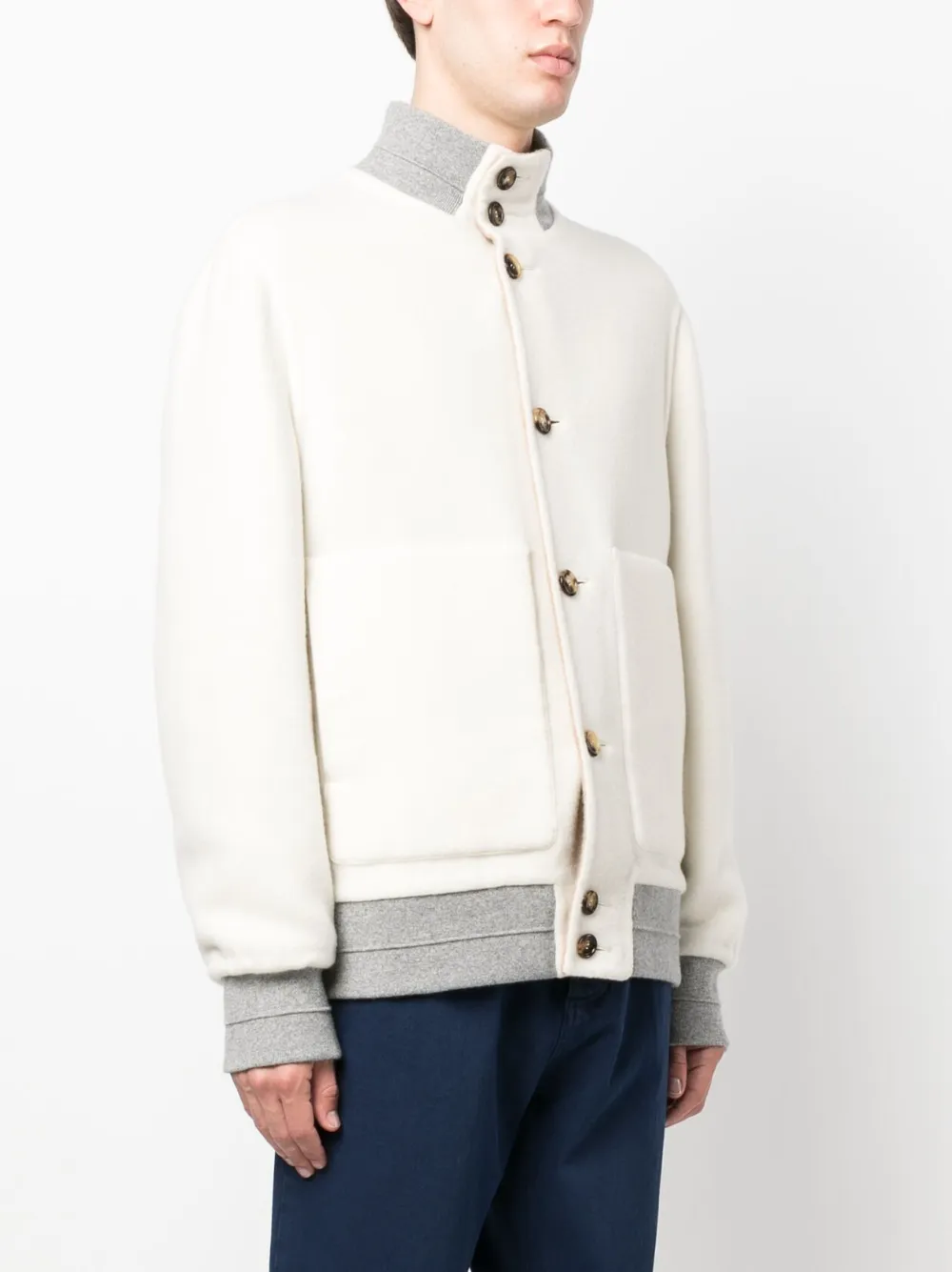 Brunello Cucinelli Bomberjack met knoopsluiting Wit