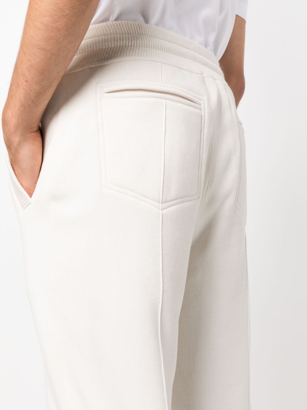 Shop Brunello Cucinelli Drawstring Cotton Track Pants In Neutrals