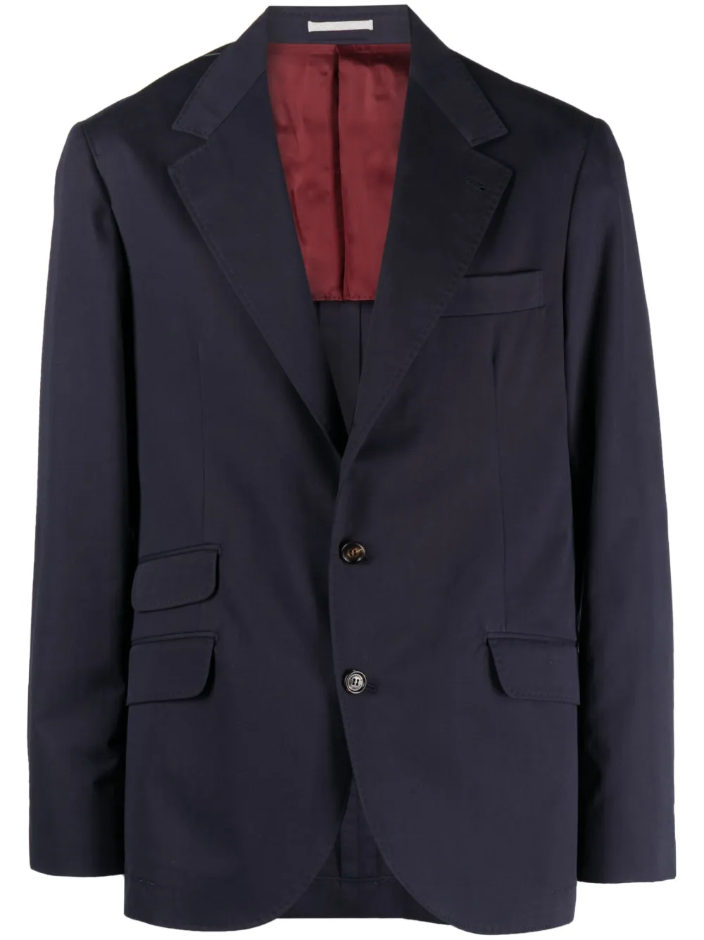 Brunello Cucinelli blazer en coton à simple boutonnage - Bleu Brunello Cucinelli blazer en coton à simple boutonnage - Bleu