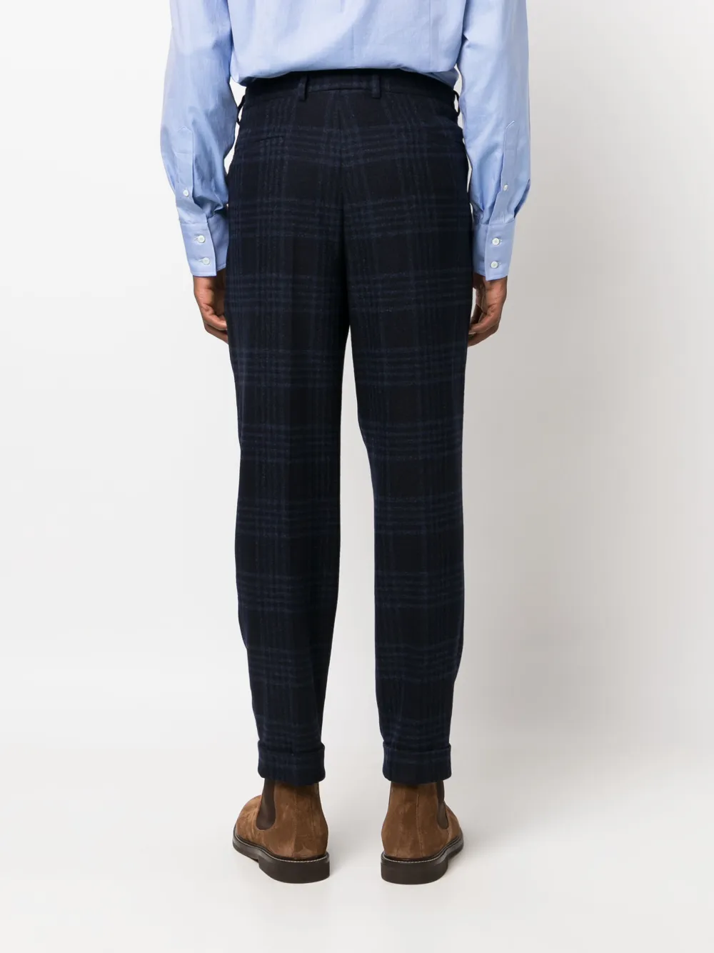 Brunello Cucinelli Geruite plooibroek Blauw