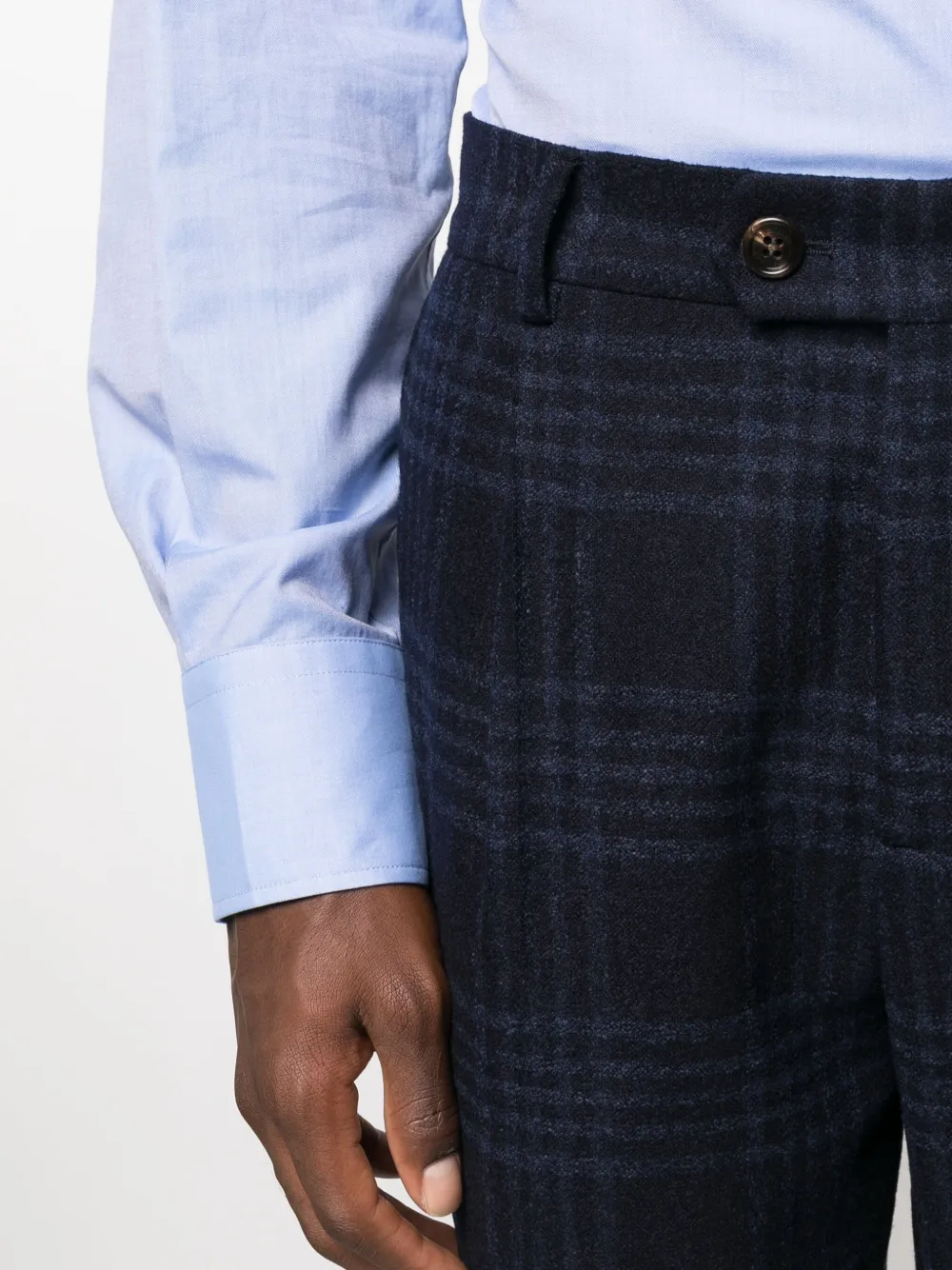 Brunello Cucinelli Geruite plooibroek Blauw