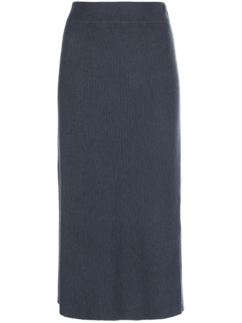 Brunello Cucinelli ribbed-knit wool-blend midi skirt