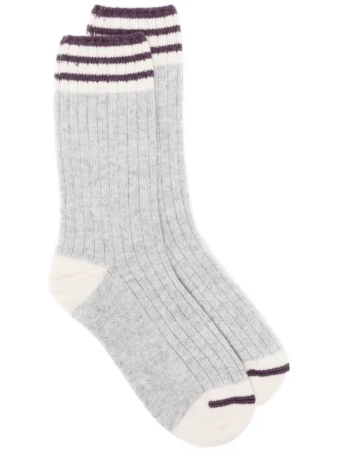 Brunello Cucinelli chaussettes en cachemire nervuré à rayures