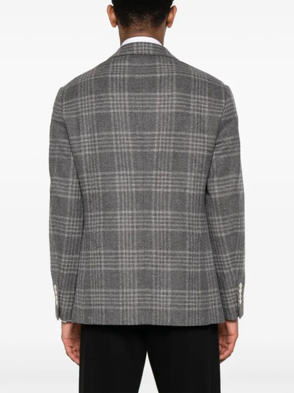 Brunello Cucinelli check-pattern wool-blend Blazer | Grey