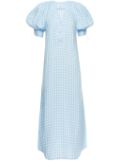 Sleeper Garden gingham puff-sleeve dress - Blue