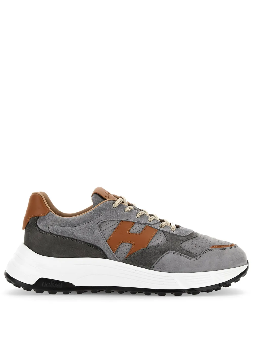 Shop Hogan Hyperlight Panelled Leather Sneakers In Grey