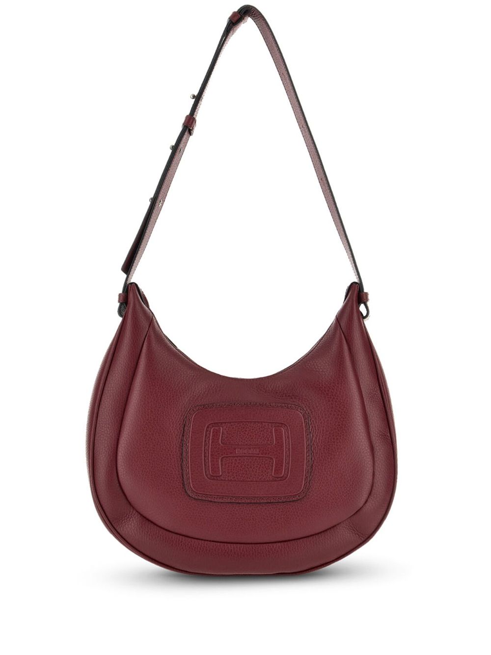 logo-embossed leather shoulder bag