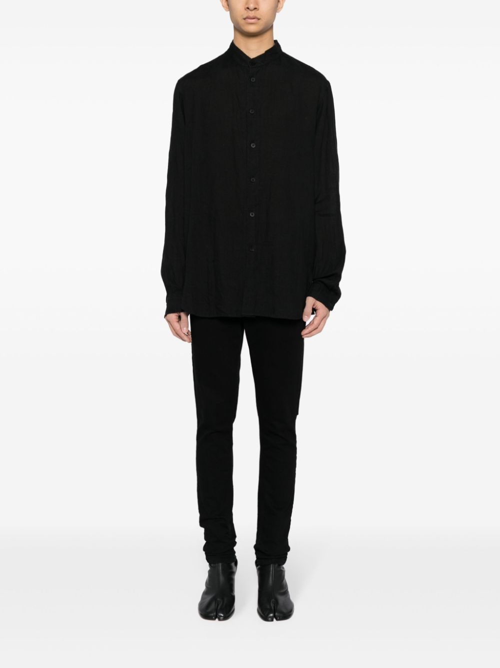 Shop Forme D'expression Long-sleeve Cotton Shirt In Schwarz