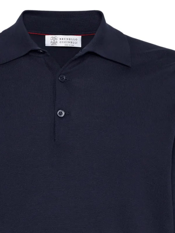 Brunello Cucinelli Cotton Polo Sweater | Blue | FARFETCH