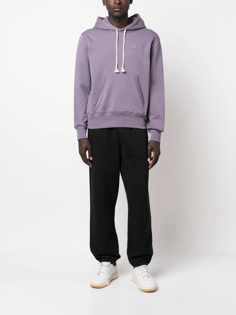 Acne Studios logo-patch cotton hoodie - Paars