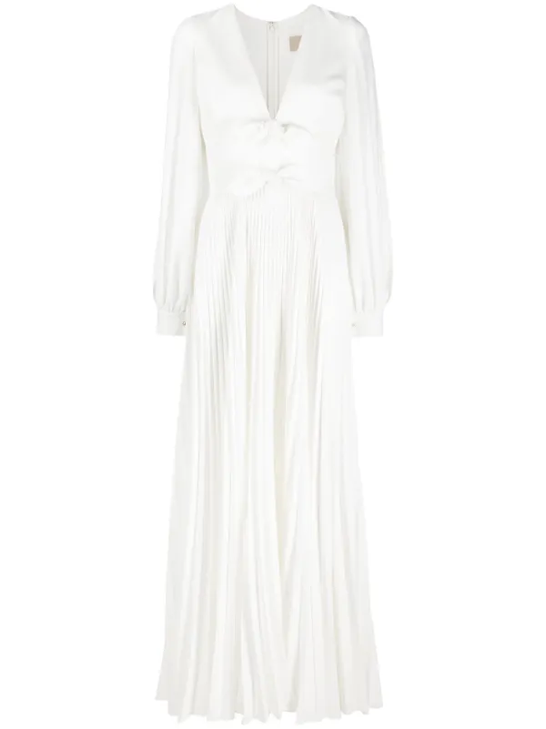 Long white outlet pleated dress