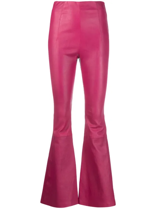 Amiri High-waisted Leather Flared Trousers in Pink