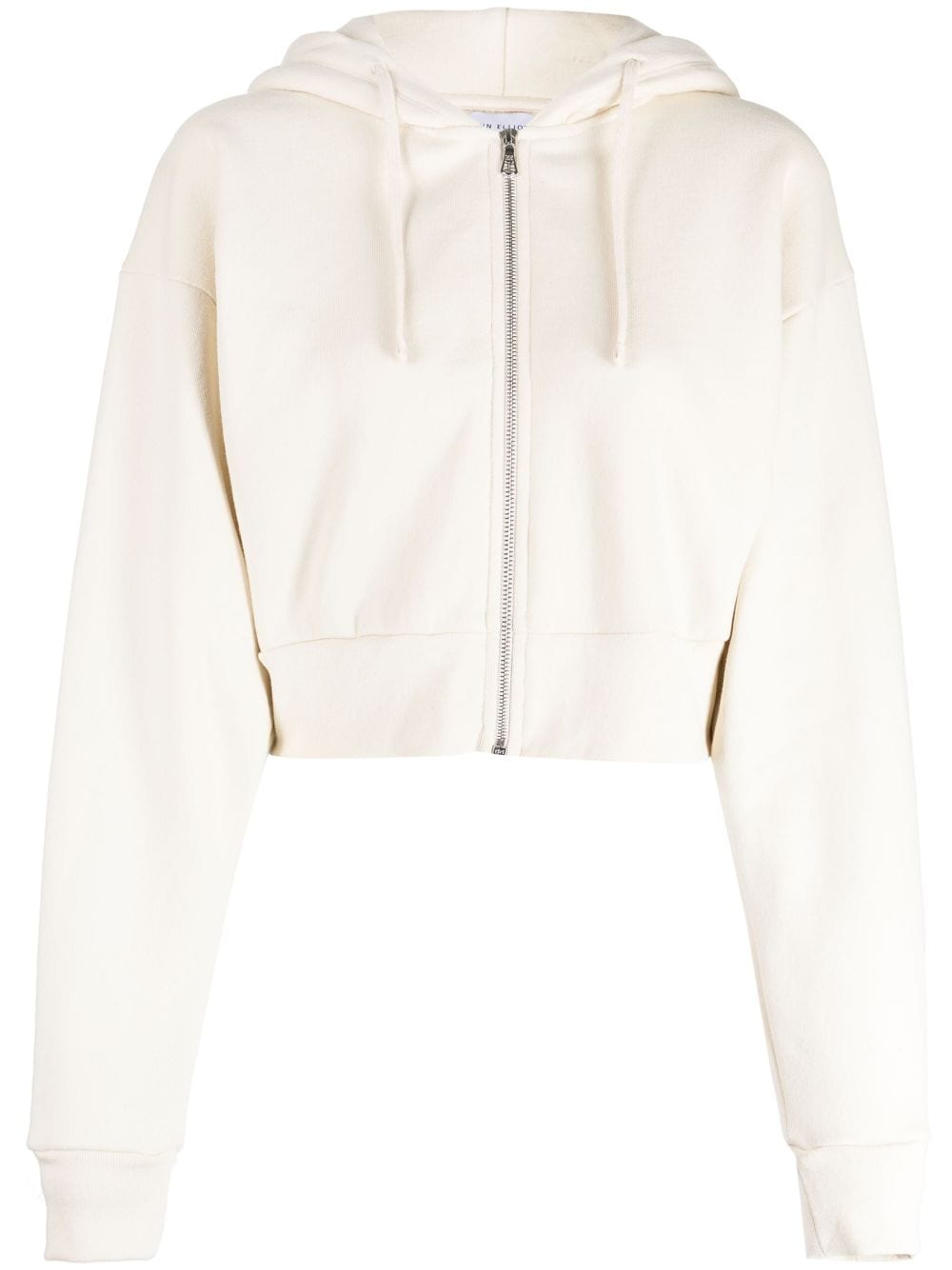zip-up cotton cropped hoodie