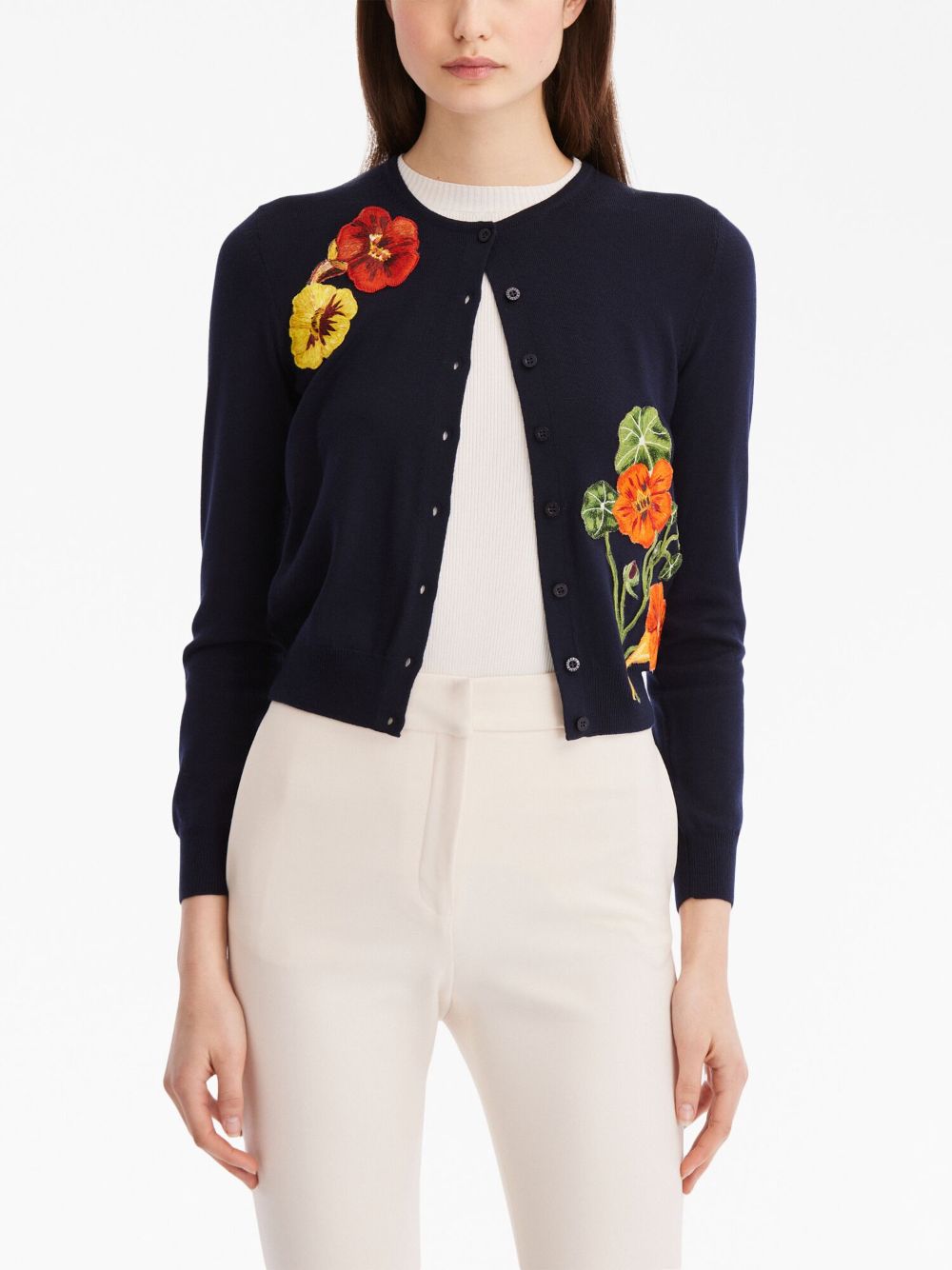 Oscar De La Renta Nasturtium Embroidered Cardigan - Farfetch