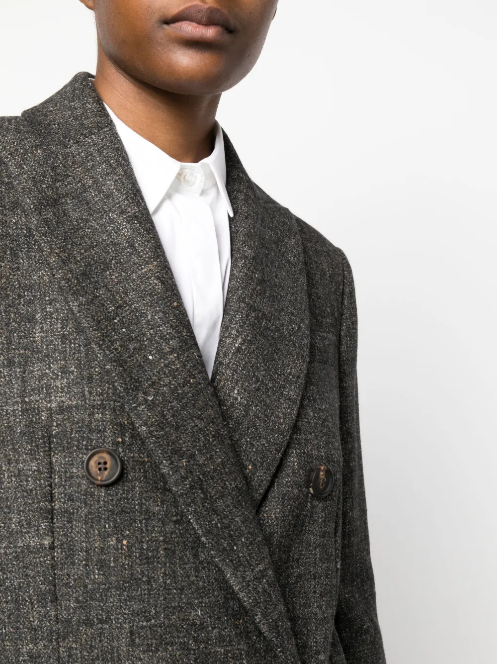 Brunello Cucinelli Double-breasted Button-fastening Blazer In Grey