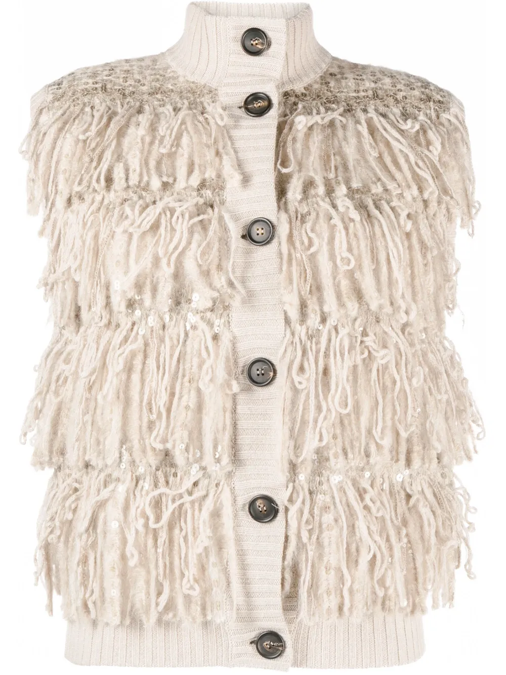 Brunello Cucinelli Sleeveless Cardigan In Neutrals