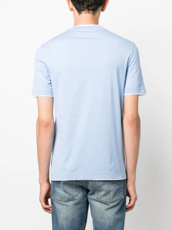 Tシャツ・カットソー BRUNELLO CUCINELLI Brunello Cucinelli Shirts Light Blue Brunello Cucinelli - Bark Linen & Cotton Ribbed Short Sleeve
