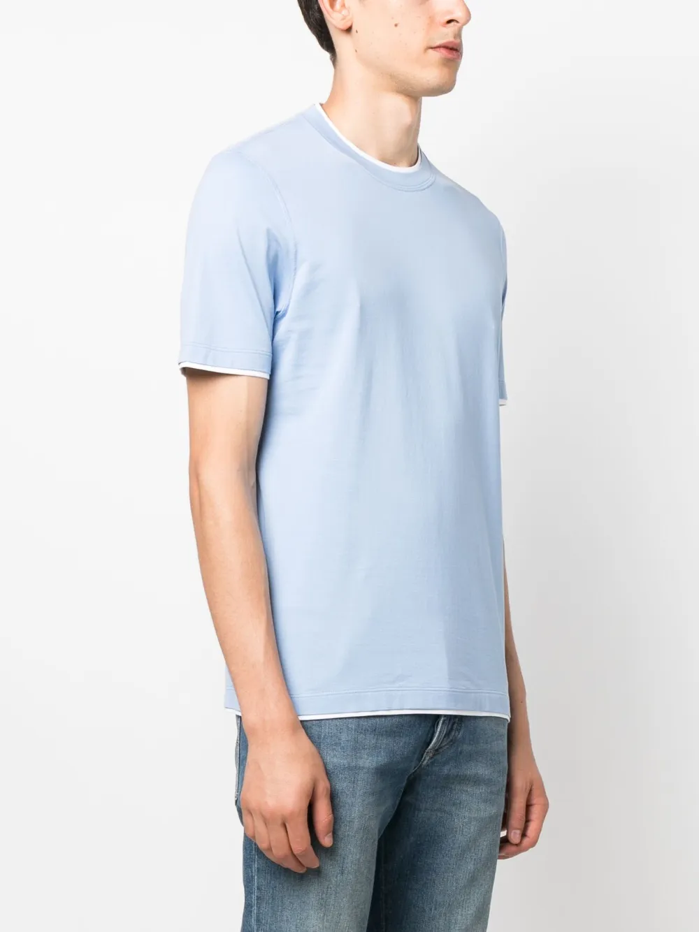 Brunello Cucinelli crew-neck Cotton T-shirt | Blue | FARFETCH