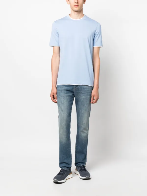 Brunello Cucinelli crew-neck Cotton T-shirt | Blue | FARFETCH