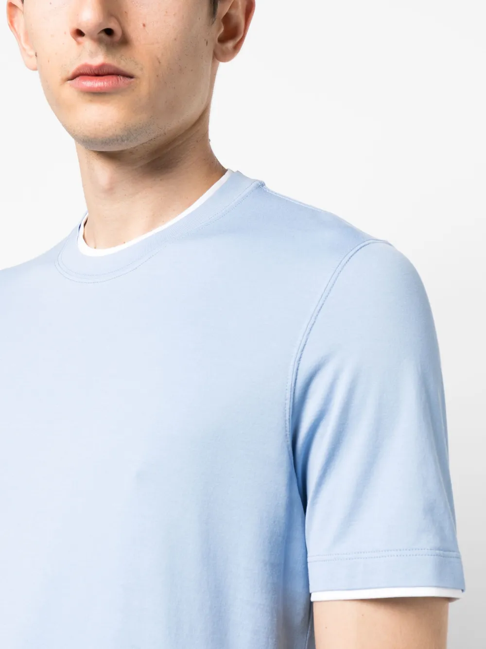Brunello Cucinelli crew-neck Cotton T-shirt | Blue | FARFETCH