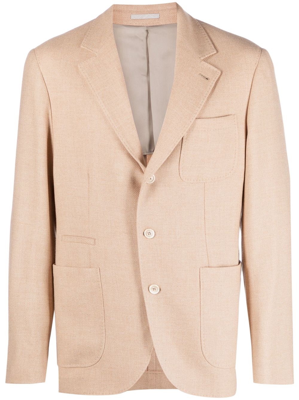 Brunello Cucinelli Blazer met enkele rij knopen Beige