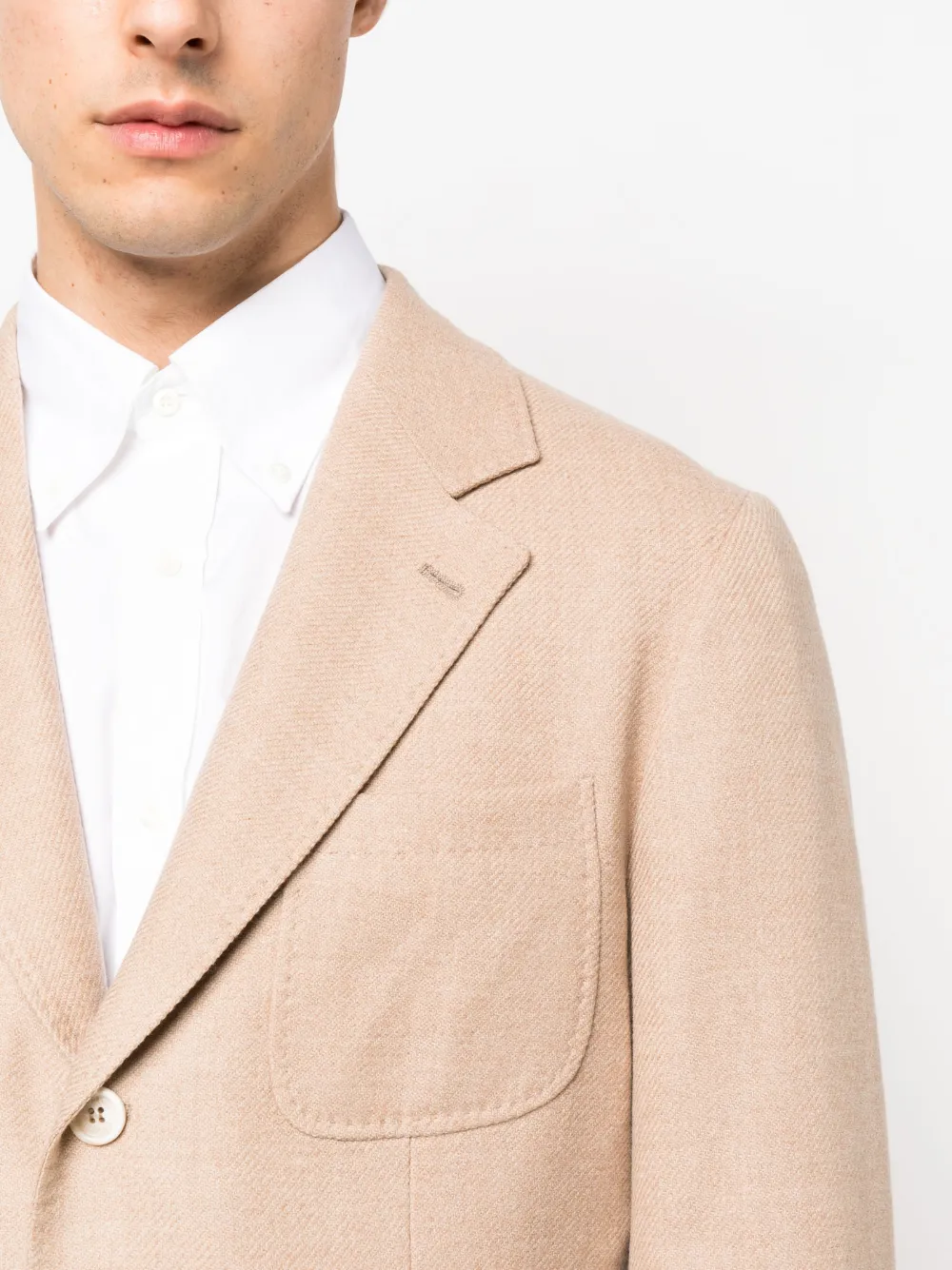 Brunello Cucinelli Blazer met enkele rij knopen Beige