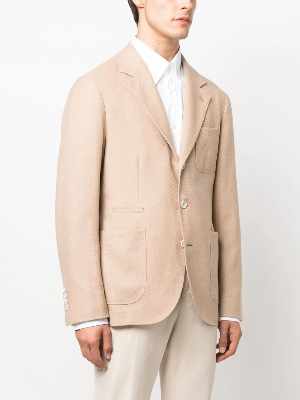 Brunello Cucinelli Blazer met enkele rij knopen Beige