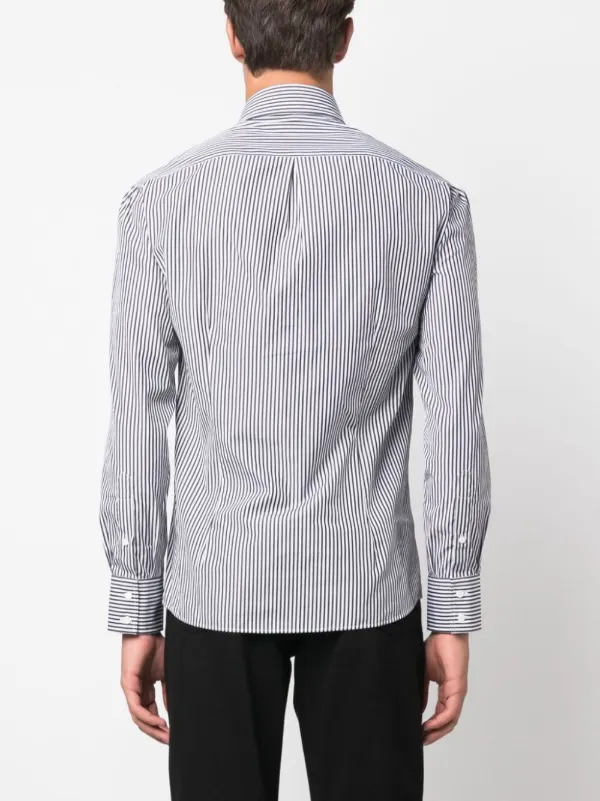 BRUNELLO CUCINELLI - ブルネロクチネリ BRUNELLO CUCINELLI ストライプ シルクシャツ Brunello Cucinelli/ブルネロ クチネリ｜リネン アンド シルク