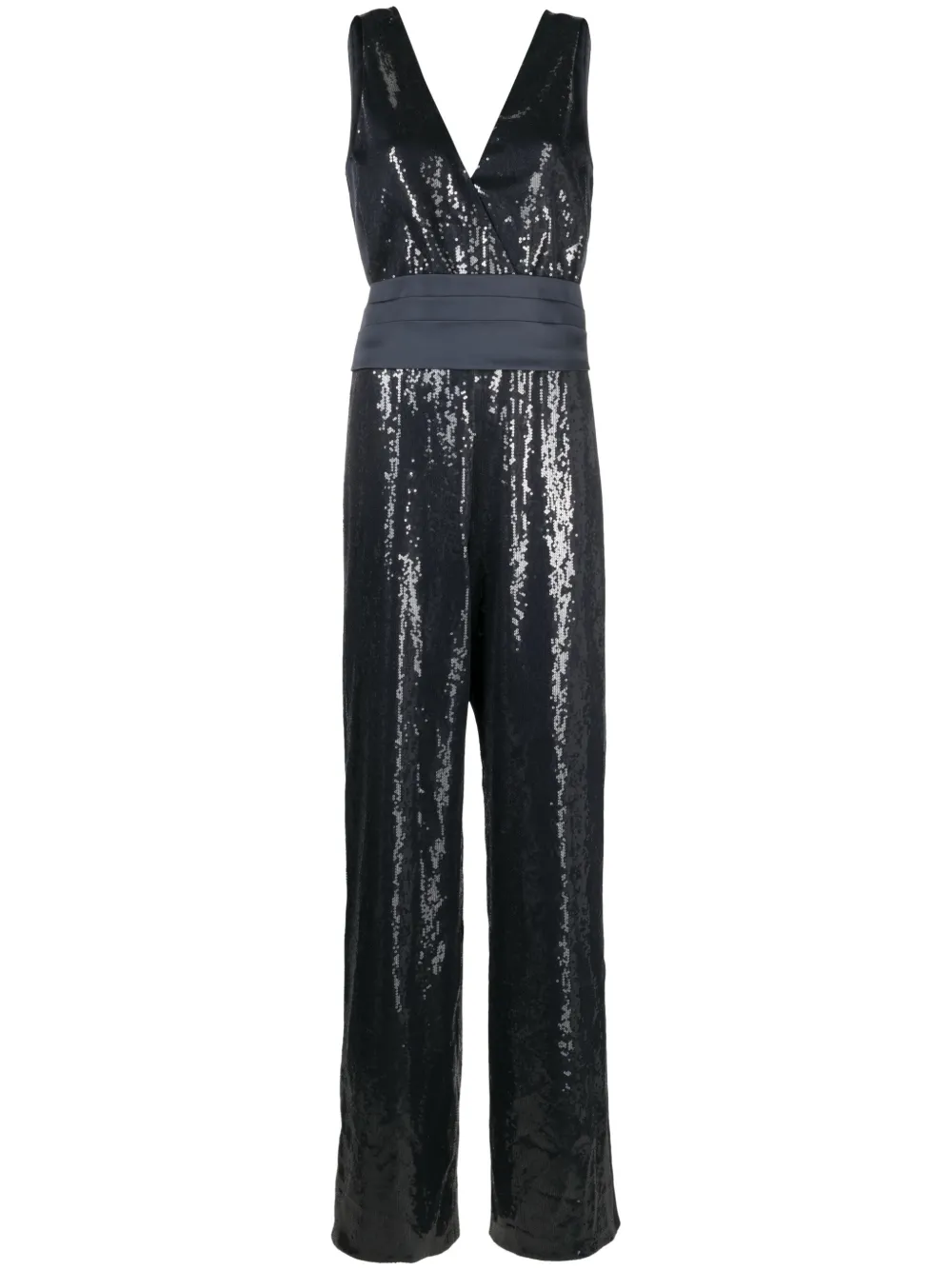 Brunello Cucinelli Sequin-embellished V-neck Jumpsuit In Blue