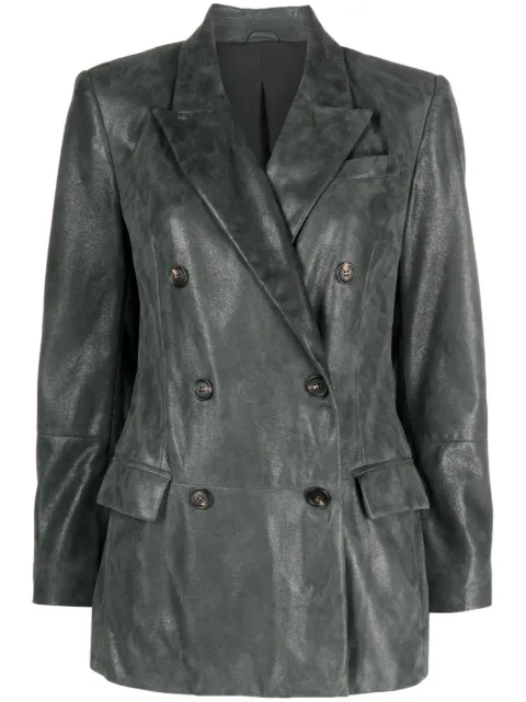 Brunello Cucinelli leather double-breasted jacket