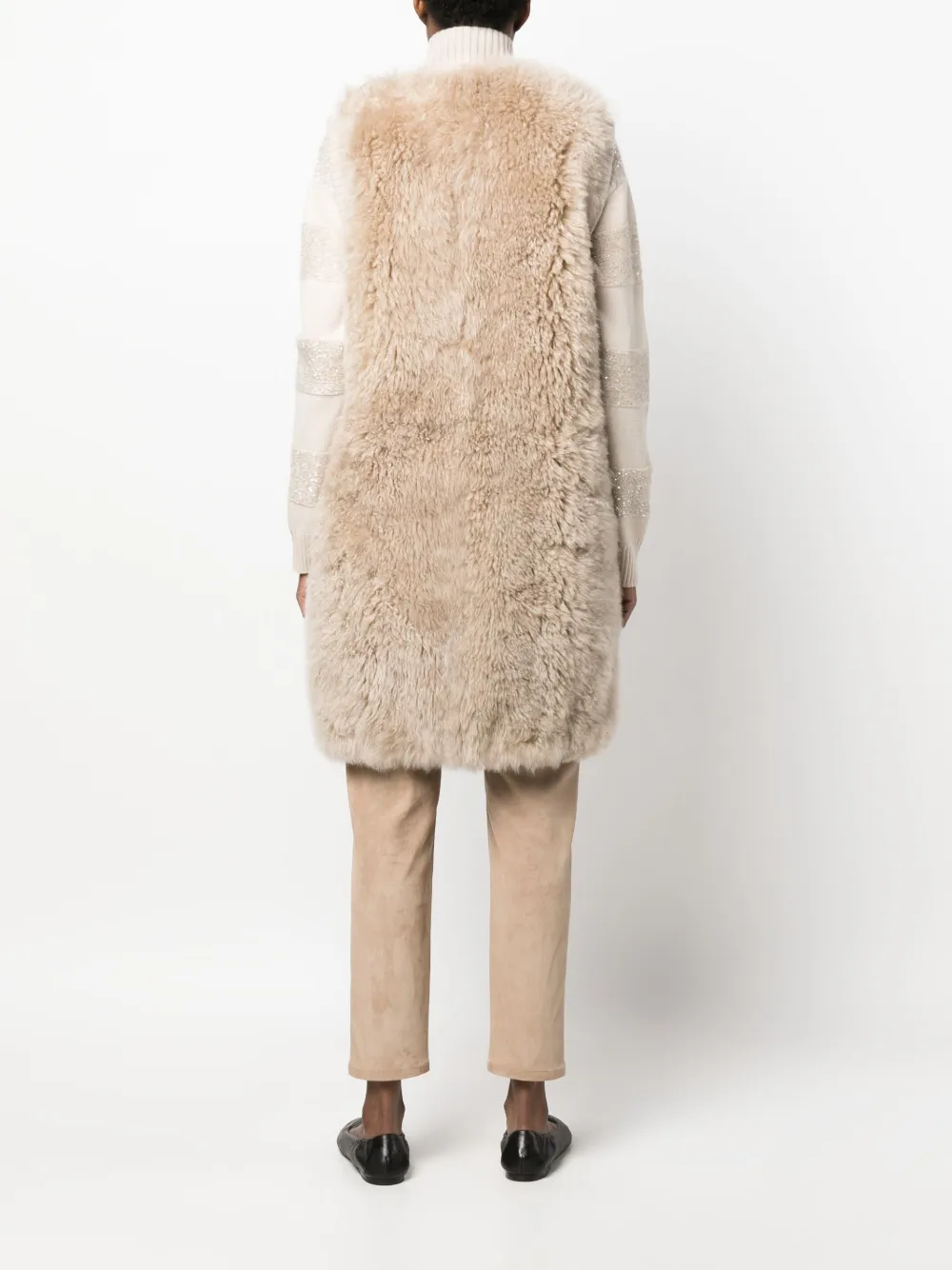 Brunello Cucinelli Textured Sleeveless Coat In Neutrals