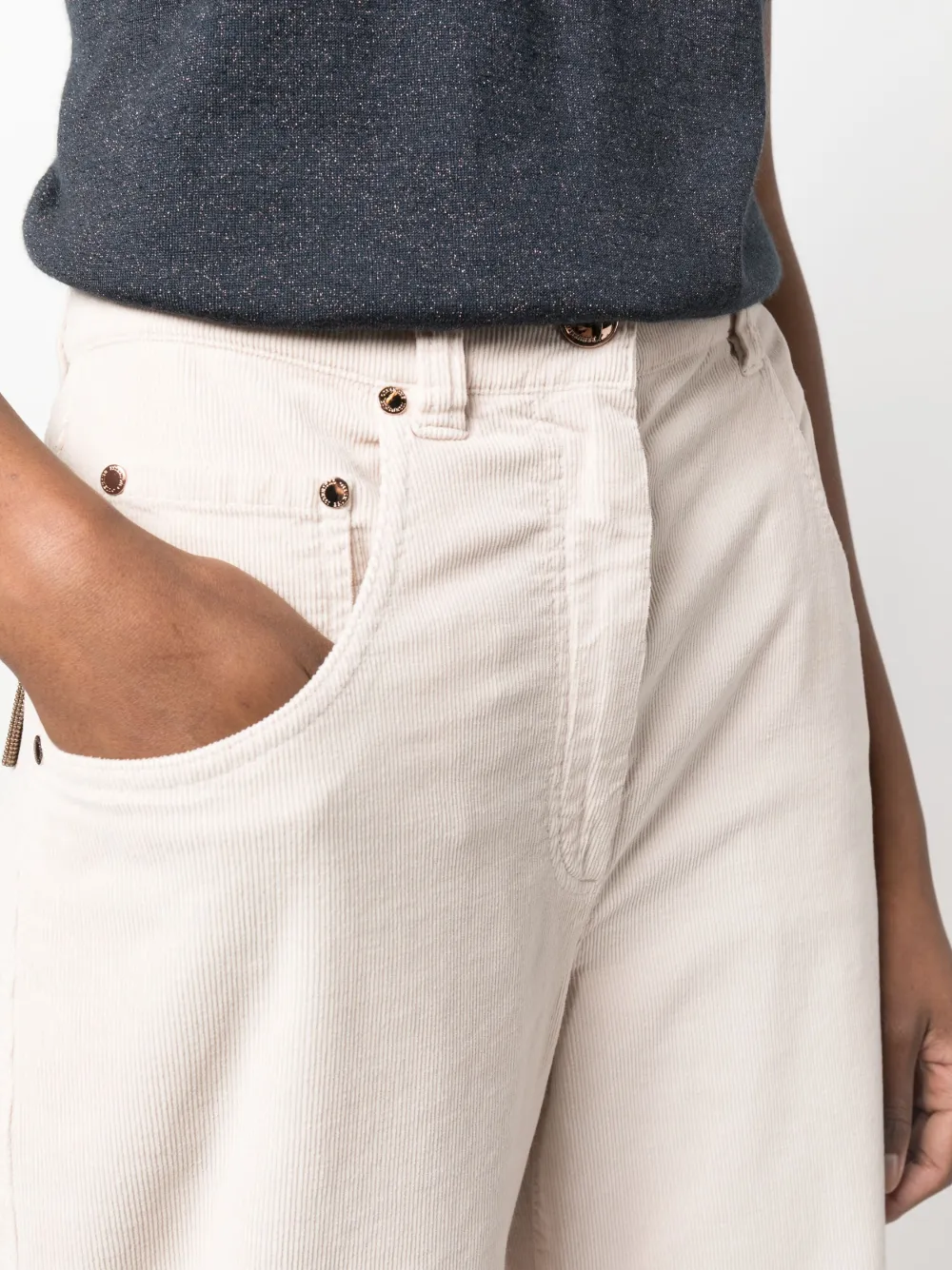 Brunello Cucinelli Weite High-waist-jeans In Neutrals