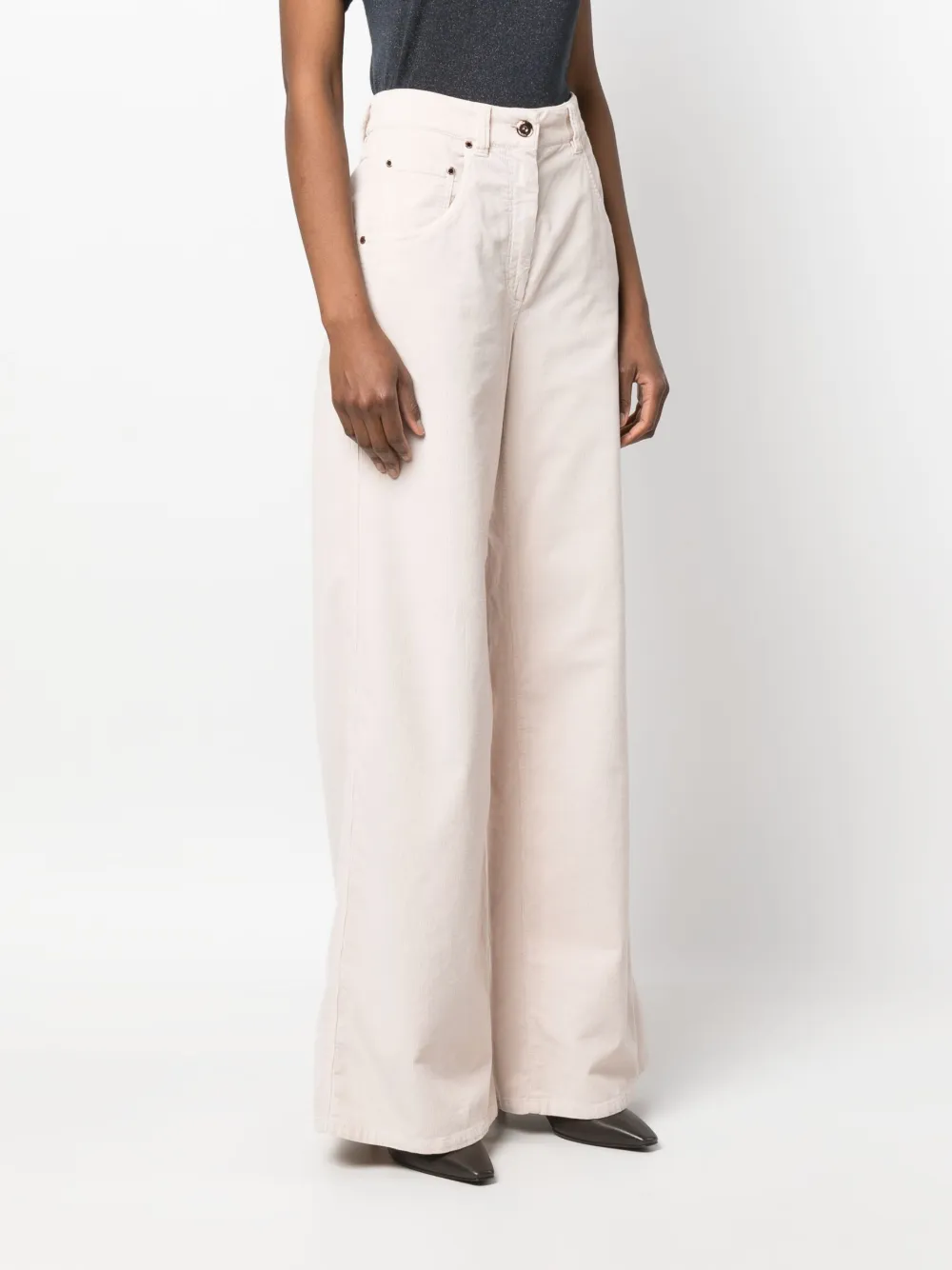 Brunello Cucinelli Weite High-waist-jeans In Neutrals