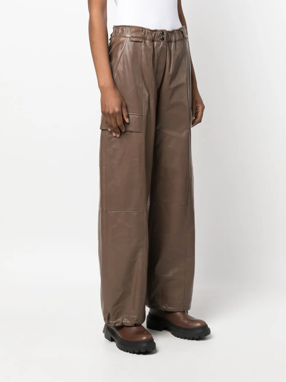 Brunello Cucinelli Broek met wijde pijpen Bruin