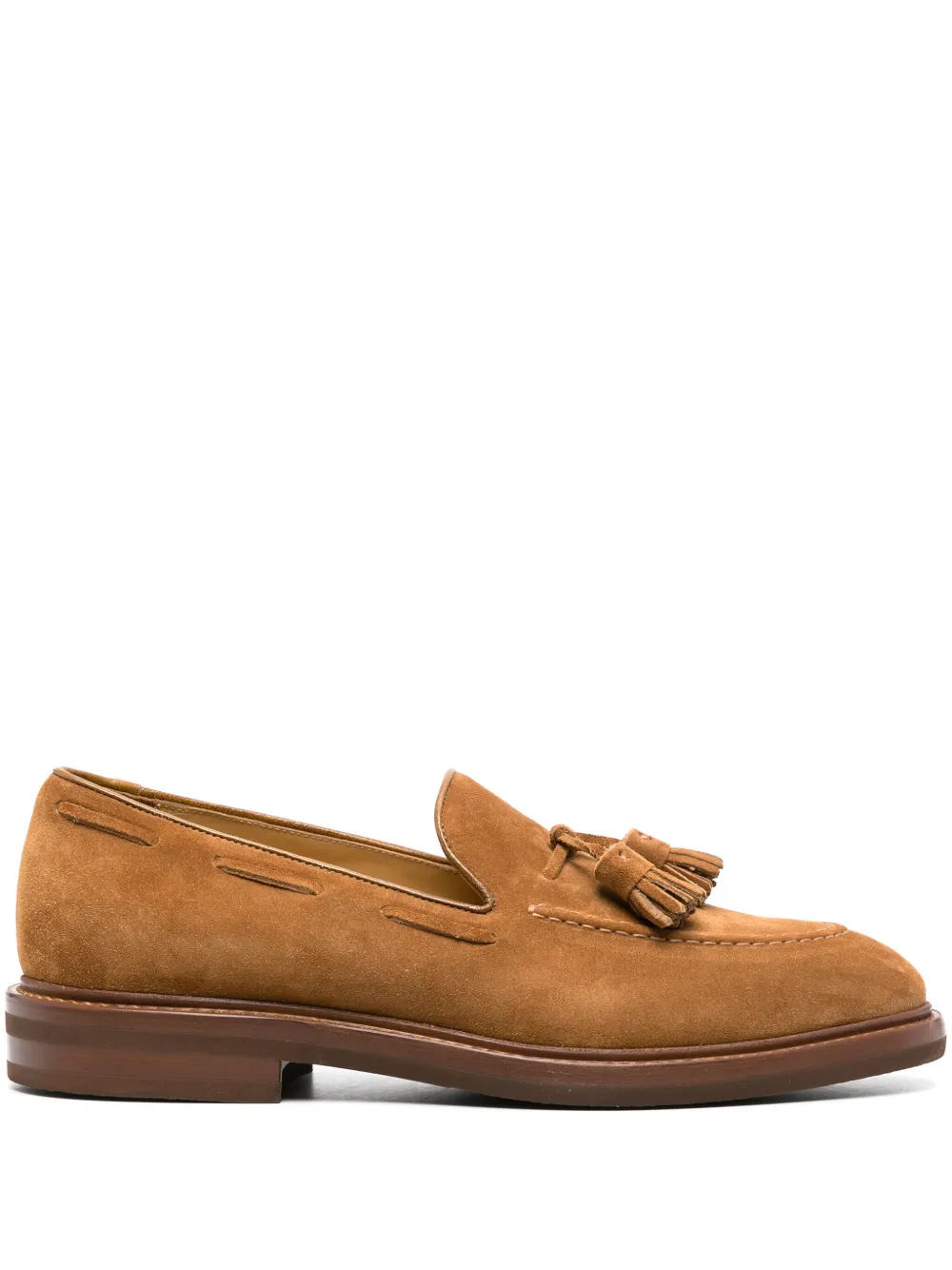 Brunello Cucinelli Tassel-embellished Suede Loafers In Brown