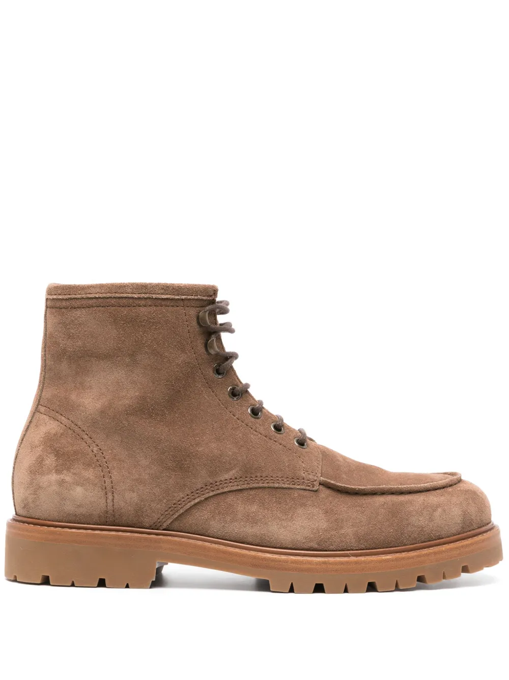 Brunello Cucinelli Suede Lace-up Ankle Boots In Brown