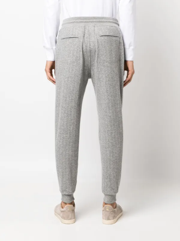 Brunello Cucinelli Striped cashmere-blend Track Pants | Grey