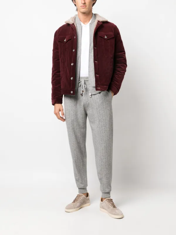 Brunello Cucinelli Striped cashmere-blend Track Pants | Grey