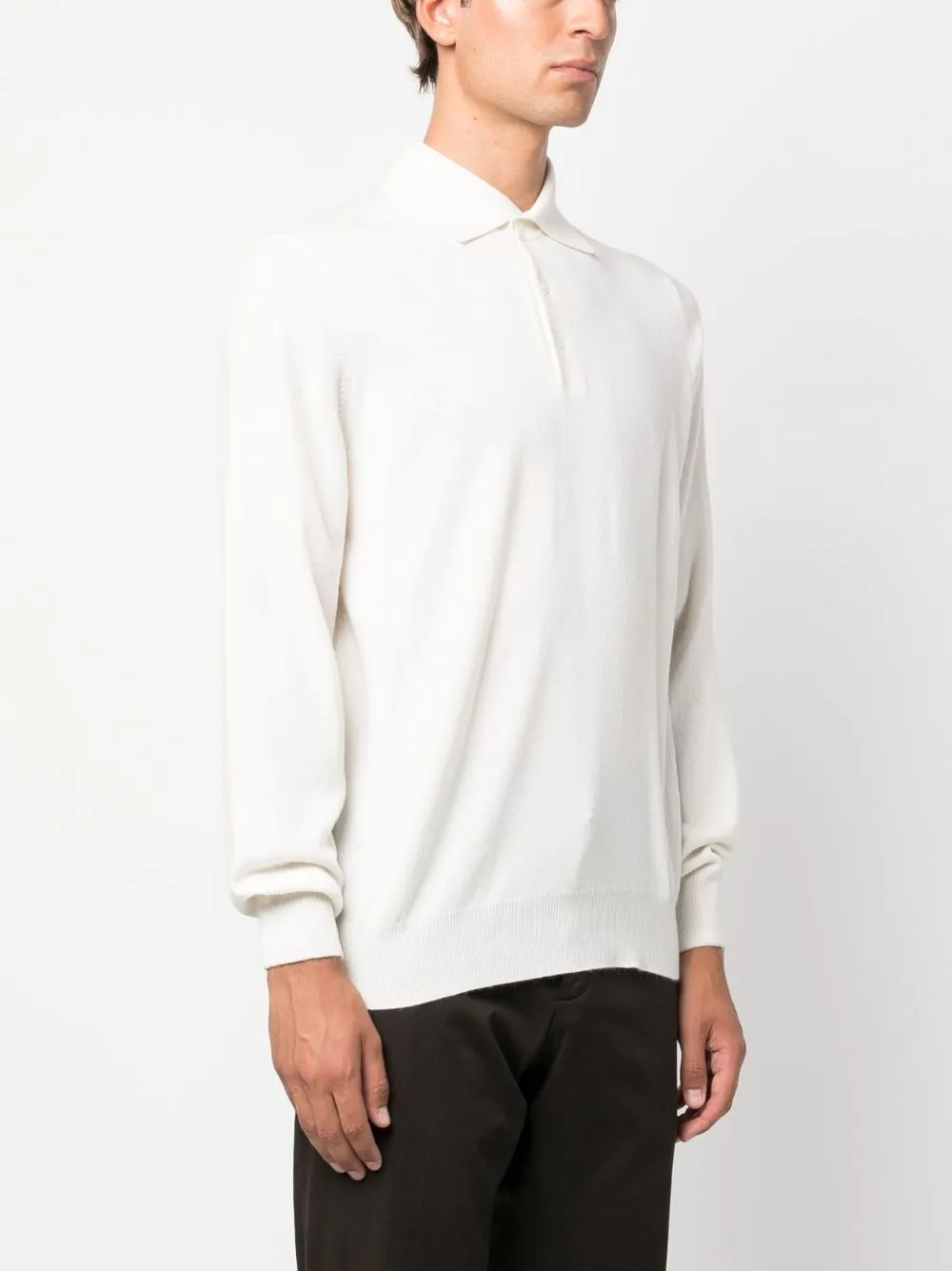 Long-Sleeve Cashmere Polo Shirt