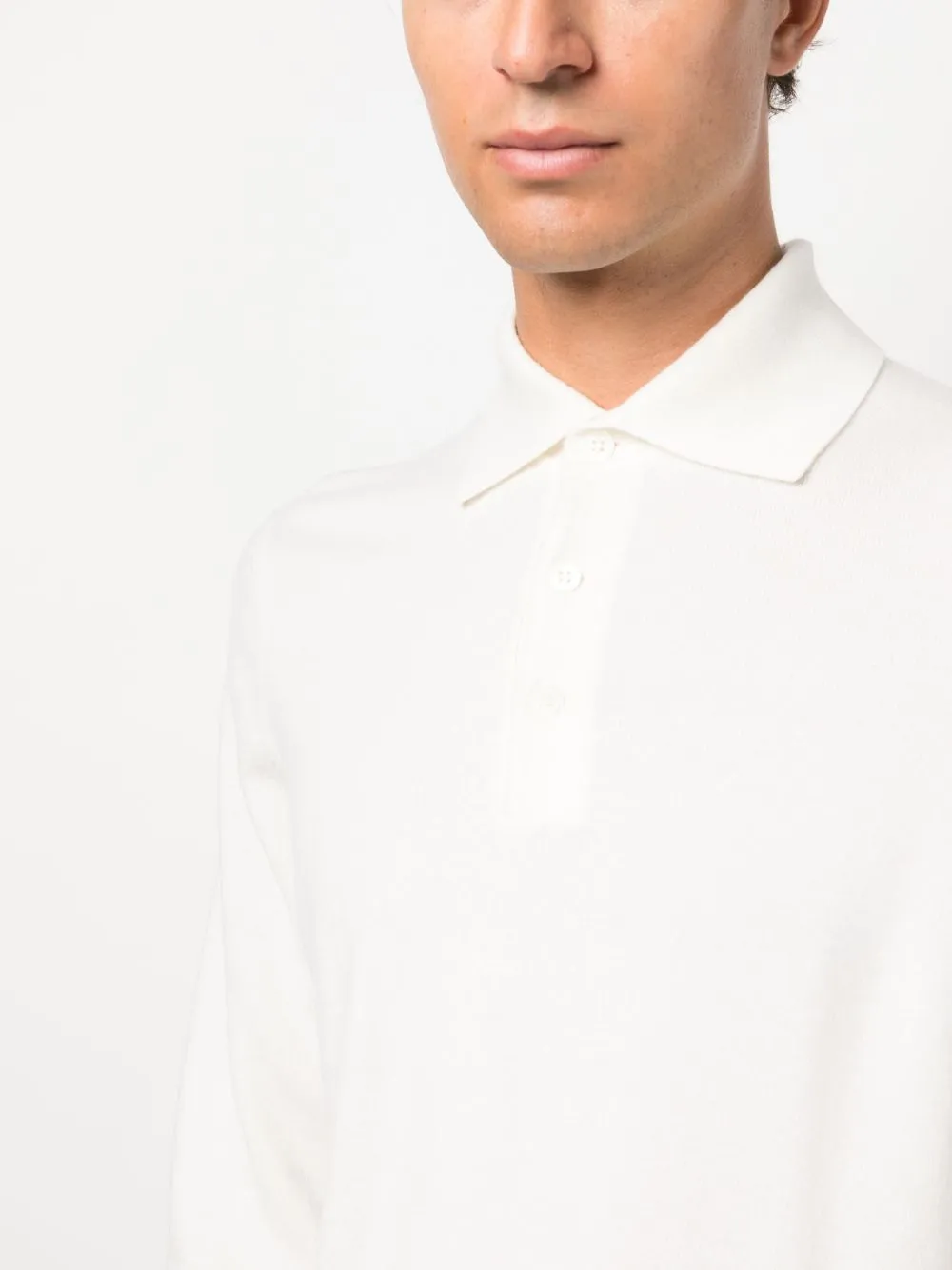 Long-Sleeve Cashmere Polo Shirt