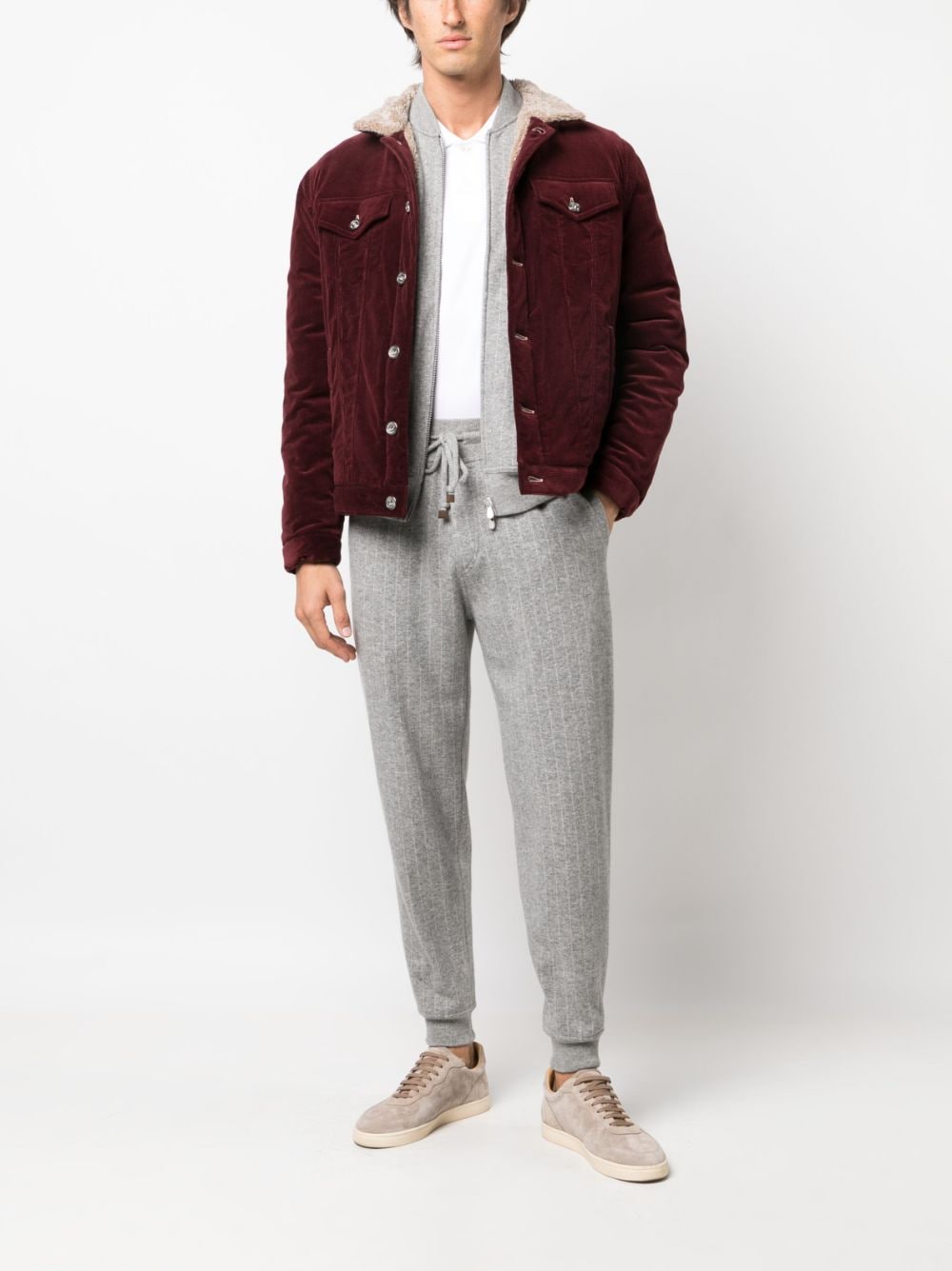 Shop Brunello Cucinelli Zip-up Cashmere-blend Cardigan In Grey