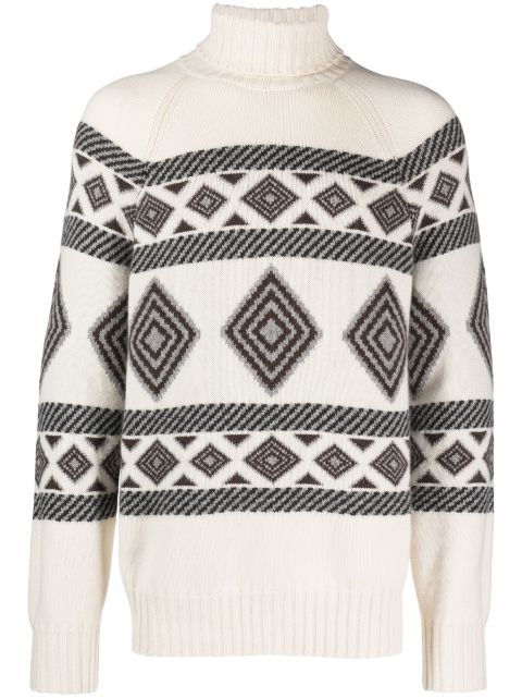 Shop Brunello Cucinelli patterned-intarsia cashmere jumper Men Now and See What All the Buzz Is About