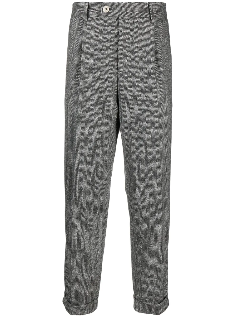 Brunello Cucinelli pantalon fuselé à motif de chevrons | gris | Image 1