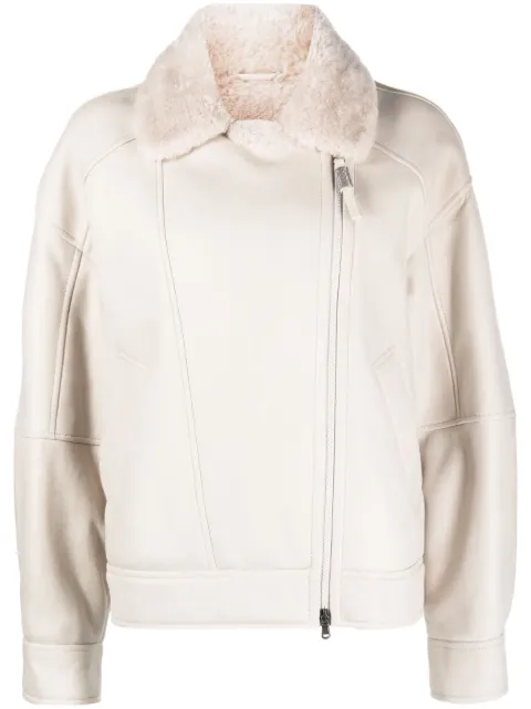 Brunello Cucinelli chaqueta biker con cremallera