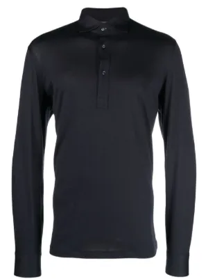 Plain black long store sleeve polo shirt